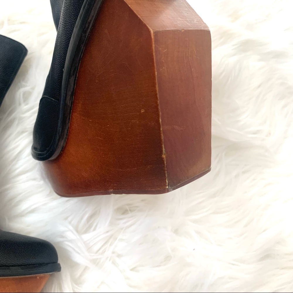 Jeffrey Campbell Havana Last Black Leather Boots Wood Wedge Platform Heel size 6 - Picture 4 of 6